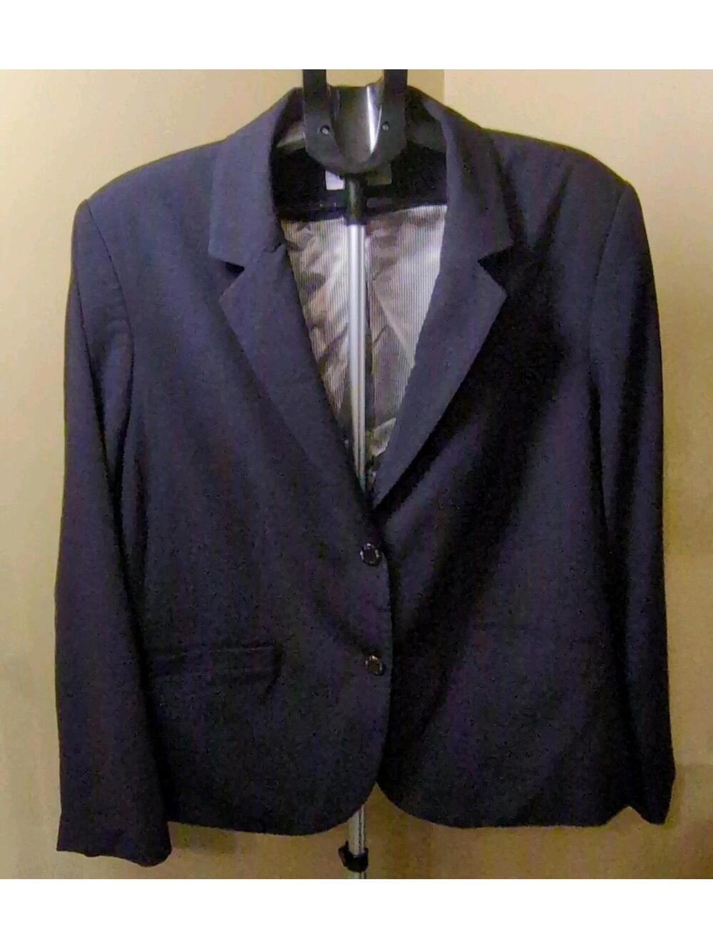 Calvin Klein Navy Notch Lapel Blazer Two-Button Women's Plus Size 24W